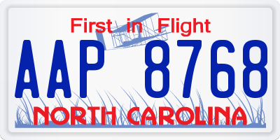 NC license plate AAP8768