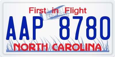 NC license plate AAP8780