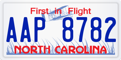 NC license plate AAP8782