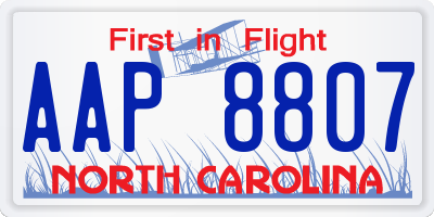 NC license plate AAP8807