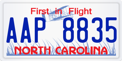 NC license plate AAP8835