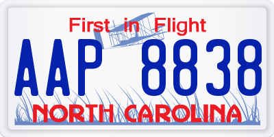 NC license plate AAP8838