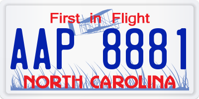 NC license plate AAP8881