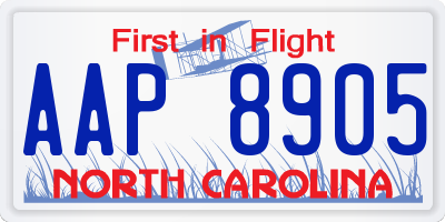 NC license plate AAP8905
