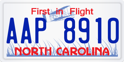 NC license plate AAP8910