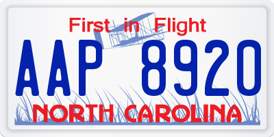 NC license plate AAP8920