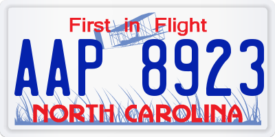 NC license plate AAP8923