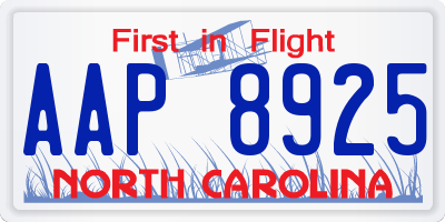 NC license plate AAP8925