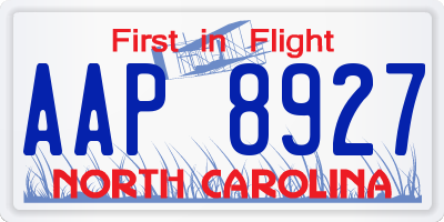 NC license plate AAP8927