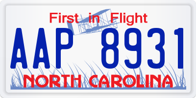 NC license plate AAP8931