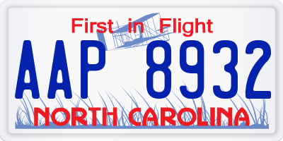 NC license plate AAP8932