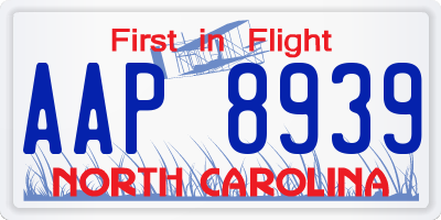 NC license plate AAP8939