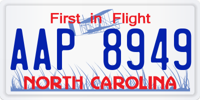 NC license plate AAP8949
