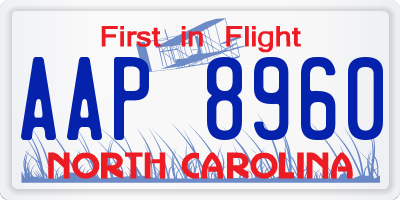 NC license plate AAP8960