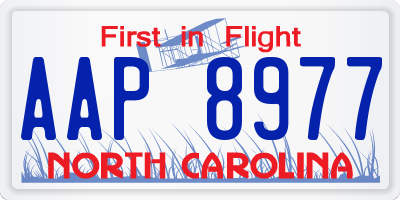 NC license plate AAP8977