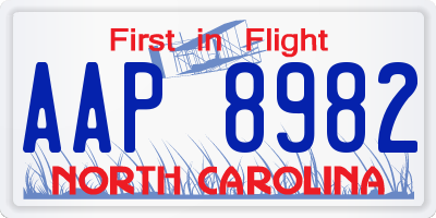 NC license plate AAP8982
