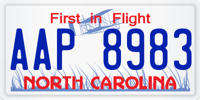 NC license plate AAP8983