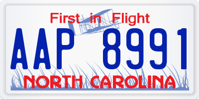 NC license plate AAP8991