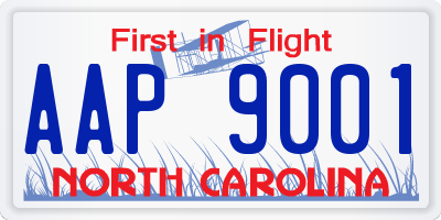 NC license plate AAP9001
