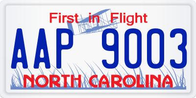 NC license plate AAP9003