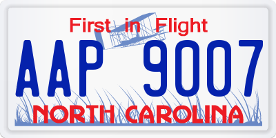 NC license plate AAP9007
