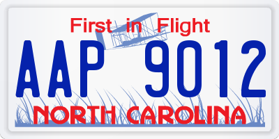 NC license plate AAP9012