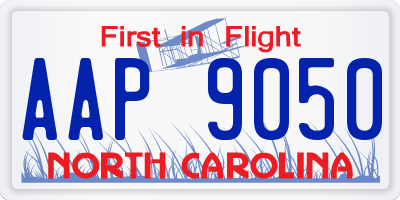 NC license plate AAP9050