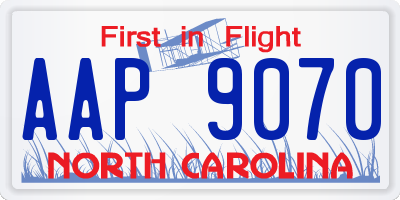 NC license plate AAP9070