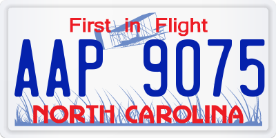 NC license plate AAP9075