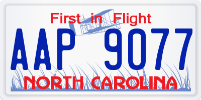 NC license plate AAP9077