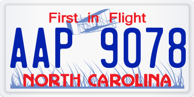 NC license plate AAP9078