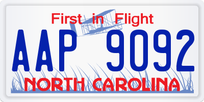 NC license plate AAP9092