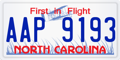 NC license plate AAP9193