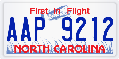 NC license plate AAP9212