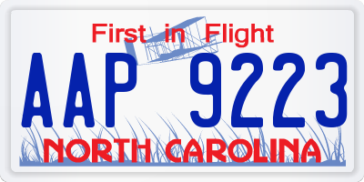 NC license plate AAP9223