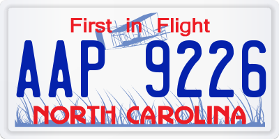 NC license plate AAP9226