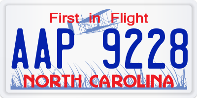 NC license plate AAP9228
