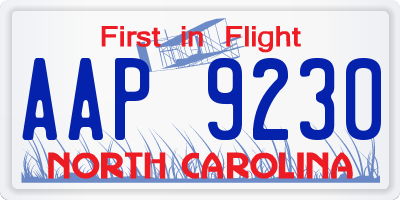 NC license plate AAP9230