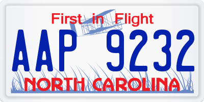 NC license plate AAP9232