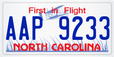NC license plate AAP9233