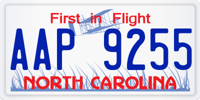 NC license plate AAP9255