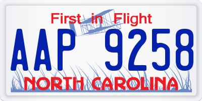NC license plate AAP9258