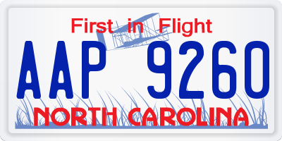 NC license plate AAP9260