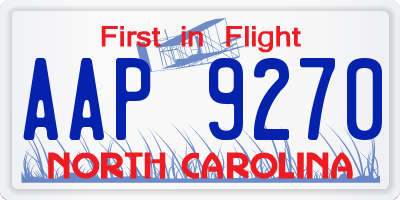 NC license plate AAP9270