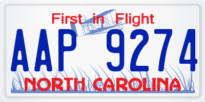 NC license plate AAP9274