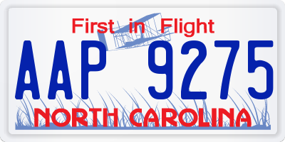 NC license plate AAP9275