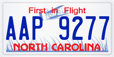 NC license plate AAP9277