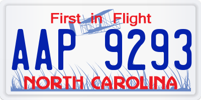 NC license plate AAP9293