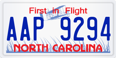 NC license plate AAP9294