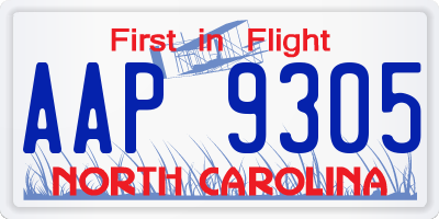 NC license plate AAP9305